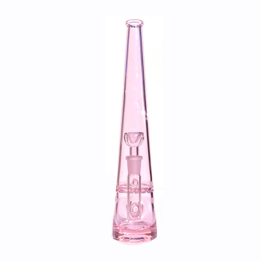 12 inch tall monochromatic pink glass bong from front angle