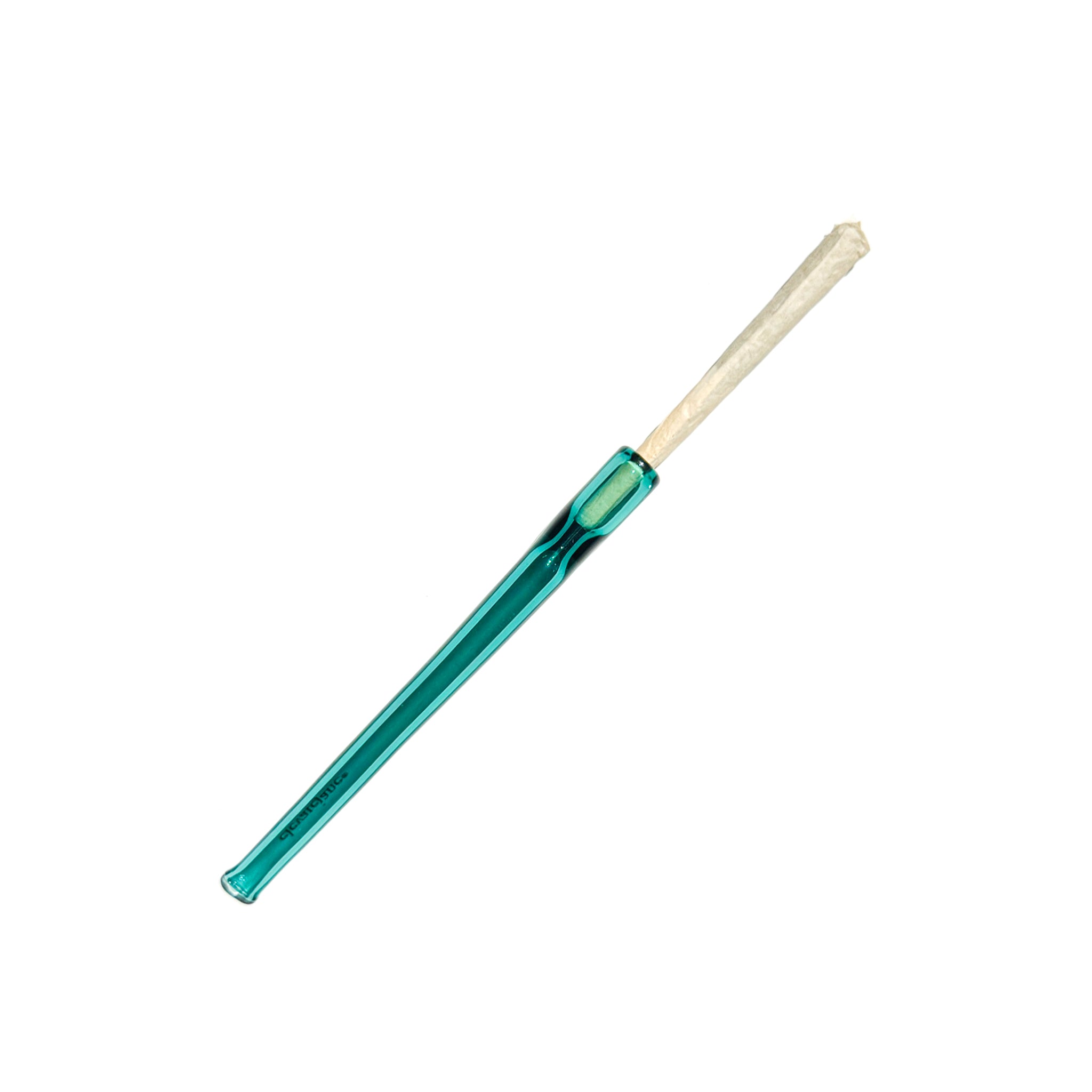 Cruella joint holder made from transparent teal glass