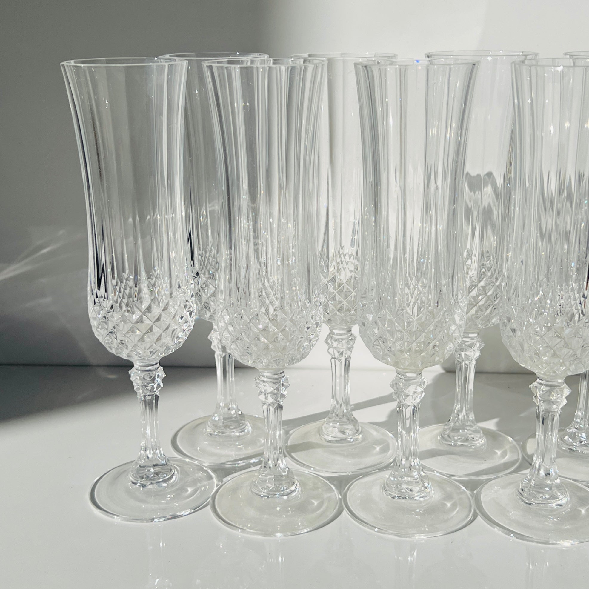 Set of 12 Crystal Champagne Flutes Glasses