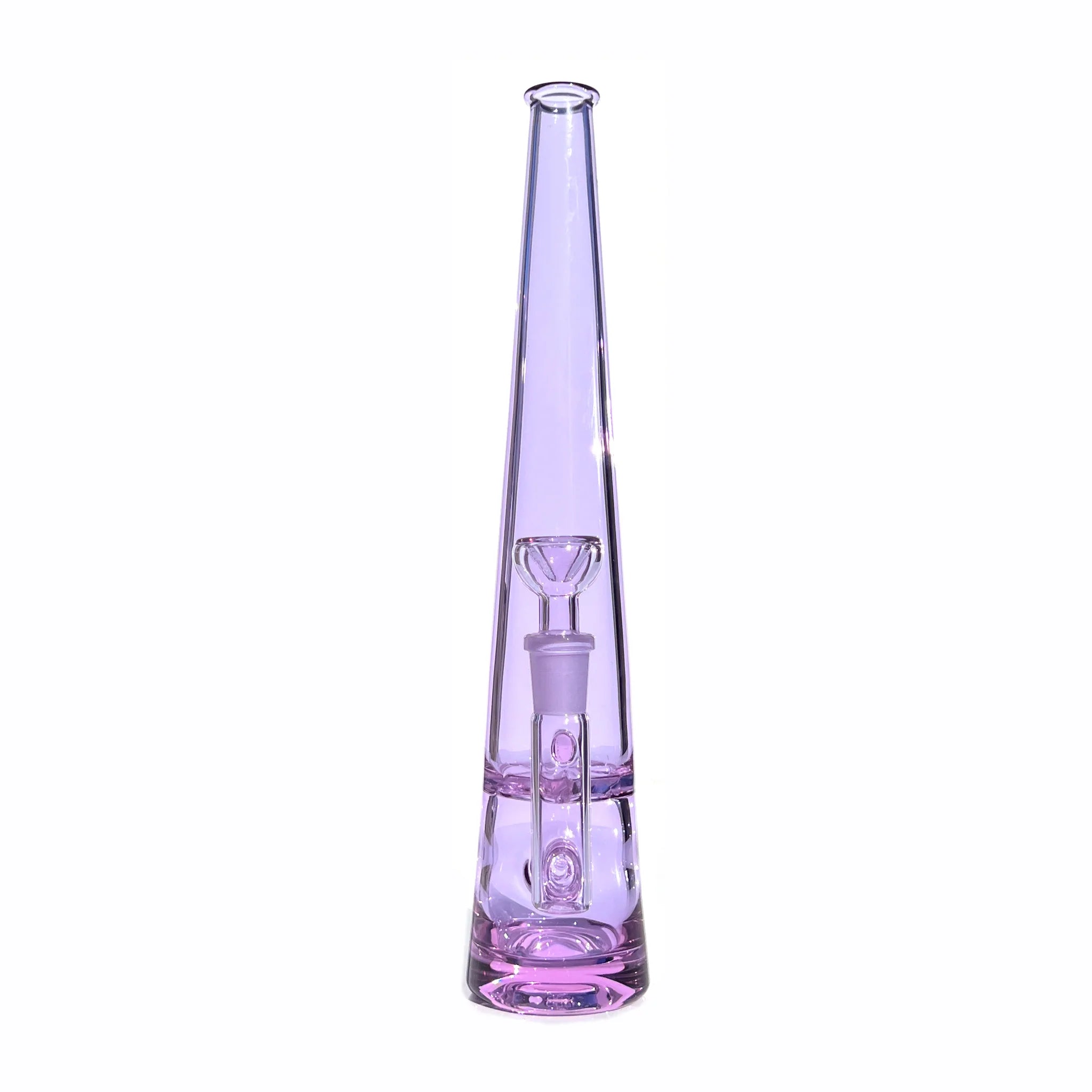 12 inch tall monochromatic purple glass bong from front angle