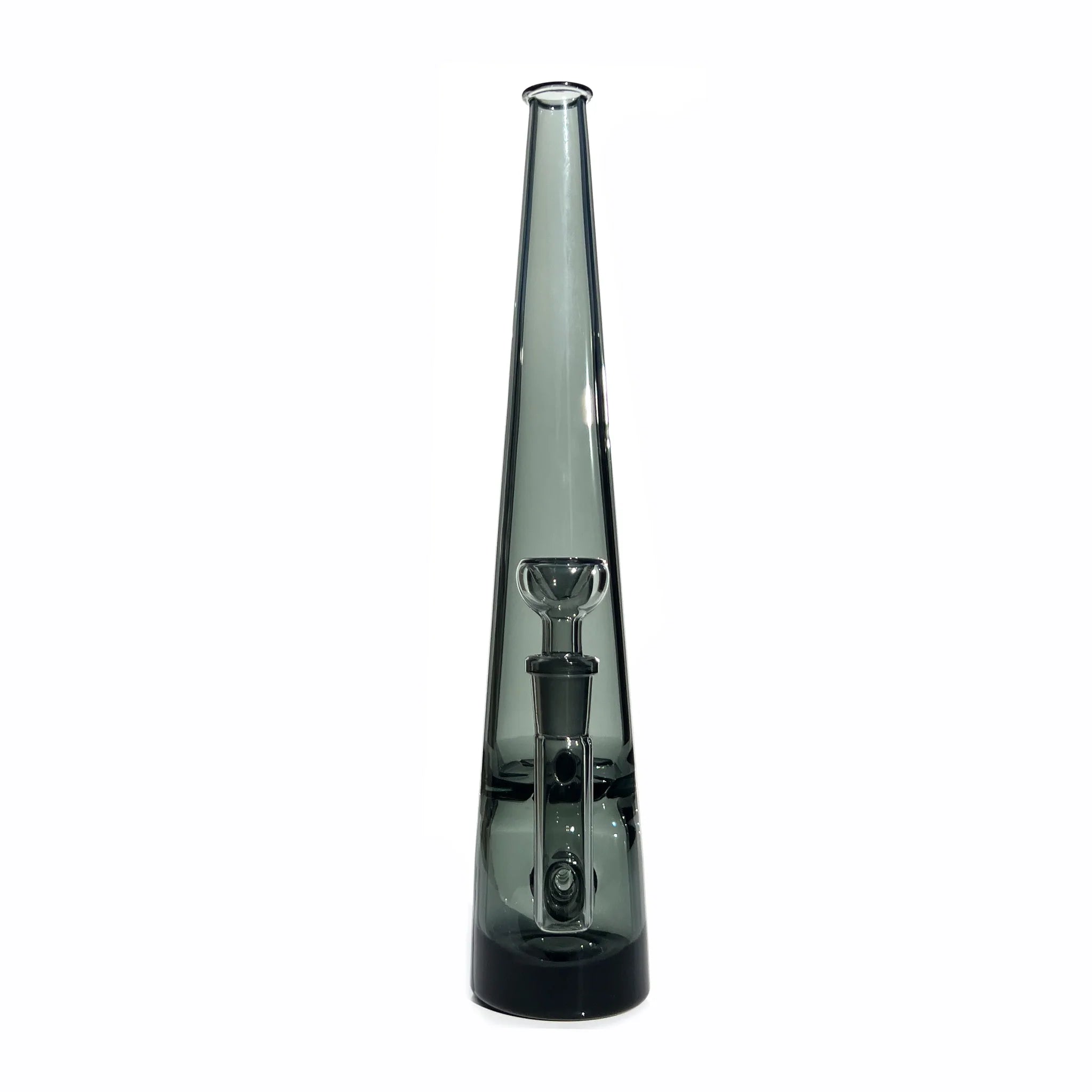12 inch tall monochromatic grey glass bong from front angle