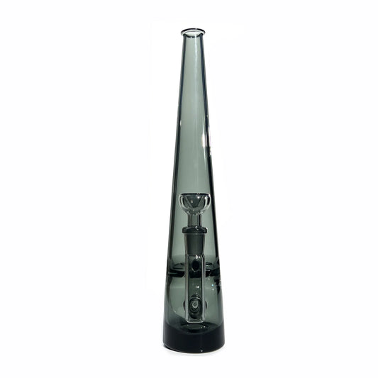 12 inch tall monochromatic grey glass bong from front angle