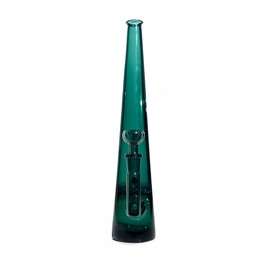 12 inch tall monochromatic teal glass bong from front angle